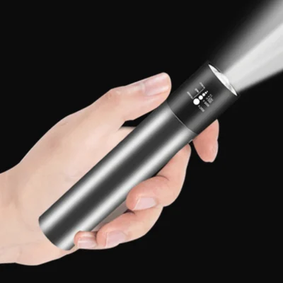 USB Rechargable Mini LED Flashlight 3 Lighting Mode Waterproof Torch  Telescopic Zoom Stylish Portable Suit for Night Lighting